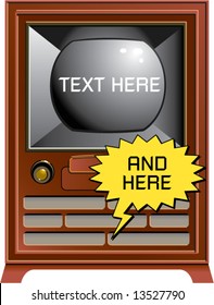 Vintage TV with space for text and speech balloon