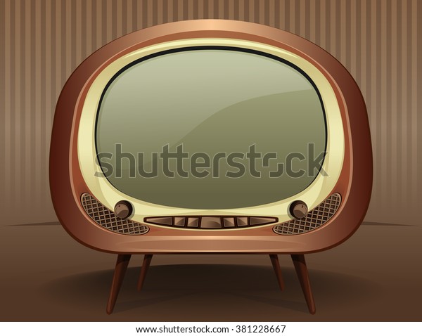 Vintage TV.\
Vintage television in the style of the 50s - 60s. Old TV. Vector\
Retro TV on a vintage\
background.