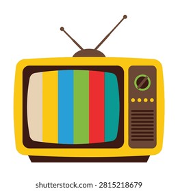 Vintage TV with test pattern colors and old style antennae on top