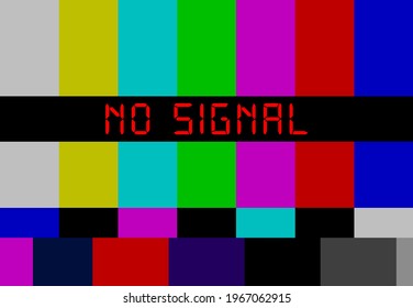 Vintage TV Test Pattern Or Test Transmission With Caption No Signal, Offline, Disturbance,error Sign,vector, Website Down Error Sign,vector