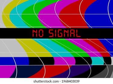 Vintage TV test pattern or test transmission with caption no signal, offline, disturbance,error sign,vector, website down error sign,vector