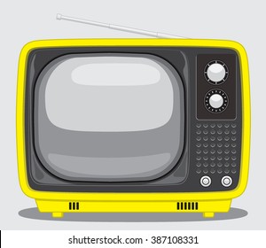 Vintage TV. Vector Illustration of a Vintage Yellow TV.