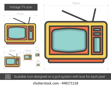 Vintage TV vector line icon isolated on white background. Vintage TV line icon for infographic, website or app. Scalable icon designed on a grid system.
