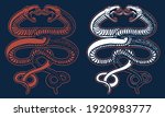 vintage twin snake vector illustration
