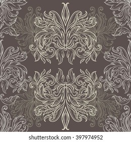 Vintage twisted pattern with beautiful ornament Damask patterns in retro style