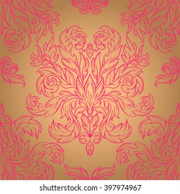 Vintage twisted pattern with beautiful ornament Damask patterns in retro style
