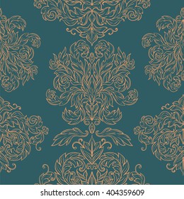 Vintage twisted pattern with beautiful ornament Damask patterns in retro style