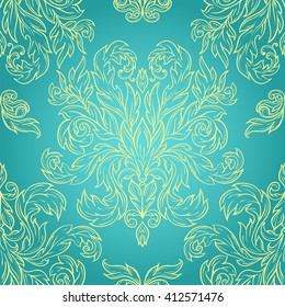 Vintage twisted pattern with beautiful ornament Damask patterns in retro style