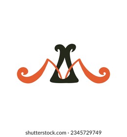 Vintage two colored hand drawn organic divider. Vector decoration isolated on white background.