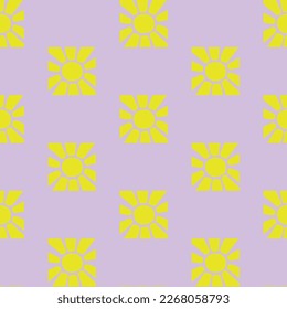 vintage two colored seamless pattern. grid arrangement, geometric stylized flowers, squares and circles, 60s, 70s. surface design, fabric, paper, stationery, card, banner, textile