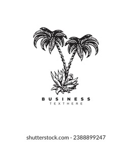 Vintage two palm tree logo design vector for your brand or business