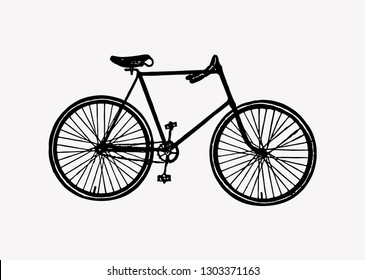 Vintage two wheel bicycle engraving vector