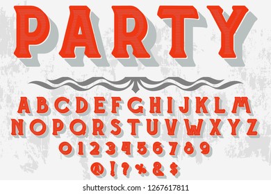 Vintage typeface Font handcrafted vector named vintage party