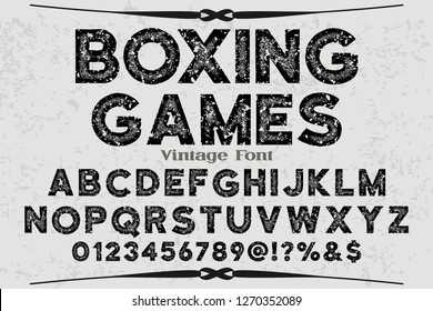 Vintage typeface Font handcrafted vector named vintage boxing games