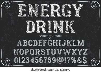 Vintage typeface Font handcrafted vector named vintage energy drink