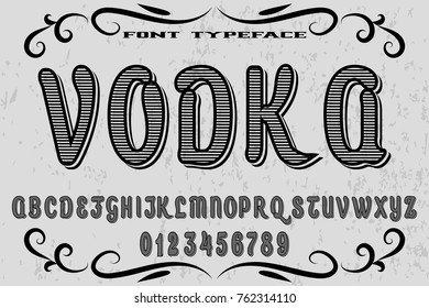 vintage typeface vector alphabet named vodka