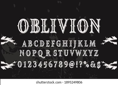 vintage typeface vector design, alphabet font, black and gray  style