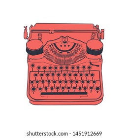Vintage typewriter color vector of retro illustration, inspire writers, screenwriters, copywriters and other creative people
