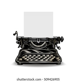 Vintage typewriter isolated on white background. Vector illustration