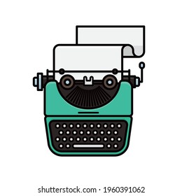 Vintage typewriter isolated vector illustration for World Letter Writing Day on September 1st. 