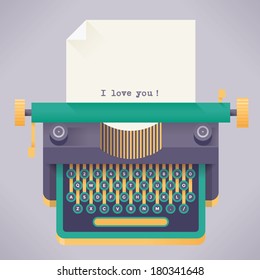 Vintage typewriter with I love you words on the blank page