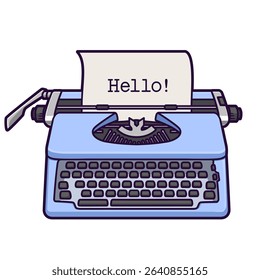 vintage typewriter machine cartoon illustration