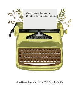 Vintage typewriter on white background