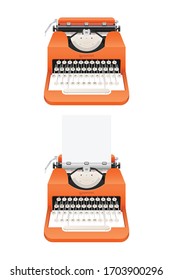 Vintage typewriter vector illustration isolated on white background