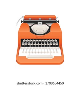Vintage typewriter vector illustration isolated on white background