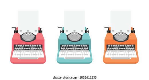 Vintage typewriter vector illustration isolated on white