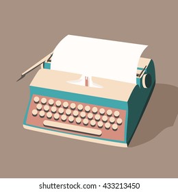 Vintage typewriter. Vector illustration. Isolated background. writing text. Typography