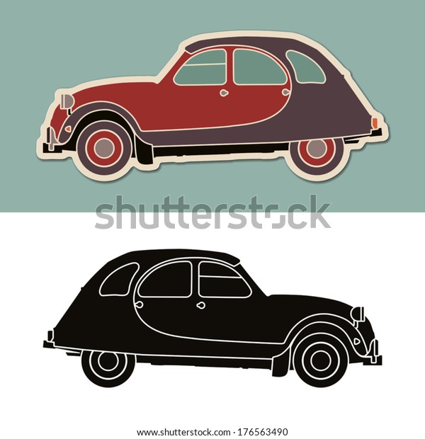 Vintage Typical French Car Stock Vector (Royalty Free) 176563490 ...