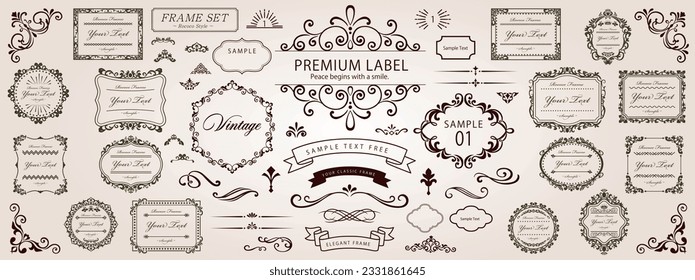 Vintage typographic design elements. Vector frame. Ornamental label frames.