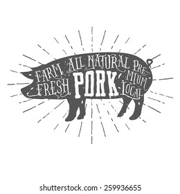 Vintage typographic premium pork meat label