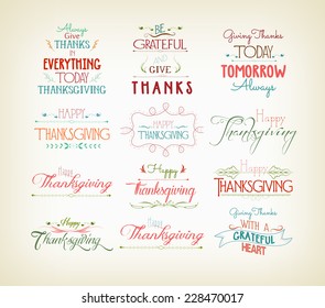 Vintage Typographic Thanksgiving Design Set