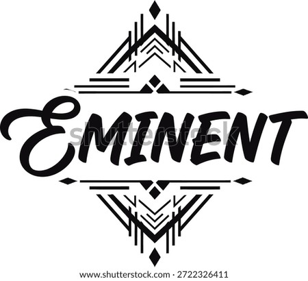Vintage typographic vector of Eminent wordmark decorative geometric emblem for branding packaging apparel posters labels marketing designs