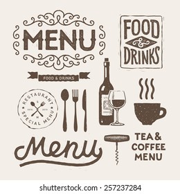 Vintage typographical elements and icons for menu