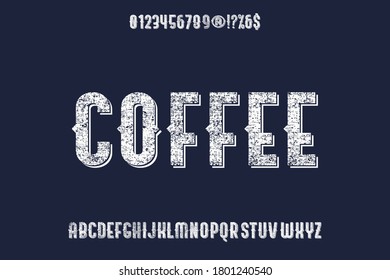 Vintage typography alphabet font letters and numbers, new vector background