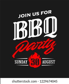 Vintage typography BBQ Party Invitation Template