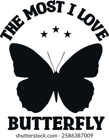 Vintage typography butterfly flying t-shirt design with butterfly silhouette vector