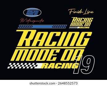 Vintage typography car motor race slogan print with retro racing elements for graphic tee t shirt or poster card - Vector