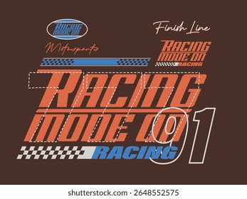 Vintage typography car motor race slogan print with retro racing elements for graphic tee t shirt or poster card - Vector