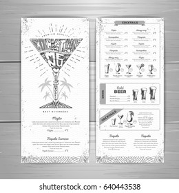 Vintage typography cocktail menu design