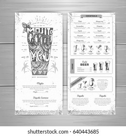 Vintage typography cocktail menu design