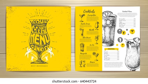 Vintage typography cocktail menu design