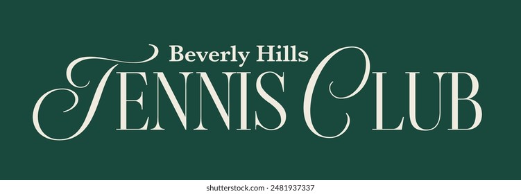 Vintage typography college sporty athletic los angeles beverly hills sport tennis club slogan print with racket and ball illustration for graphic tee t shirt or sweatshirt hoodie - Vector