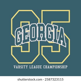 Vintage typography college united states of america state varsity league championship retro number slogan colorful print for graphic tee t shirt or sweatshirt hoodie - Vector