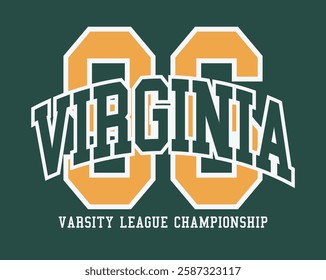 Vintage typography college united states of america state varsity league championship retro number slogan colorful print for graphic tee t shirt or sweatshirt hoodie - Vector