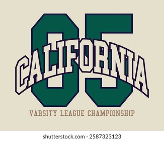 Vintage typography college united states of america state varsity league championship retro number slogan colorful print for graphic tee t shirt or sweatshirt hoodie - Vector