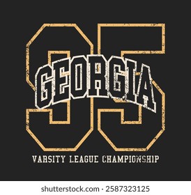 Vintage typography college united states of america state varsity league championship retro number slogan colorful print for graphic tee t shirt or sweatshirt hoodie - Vector